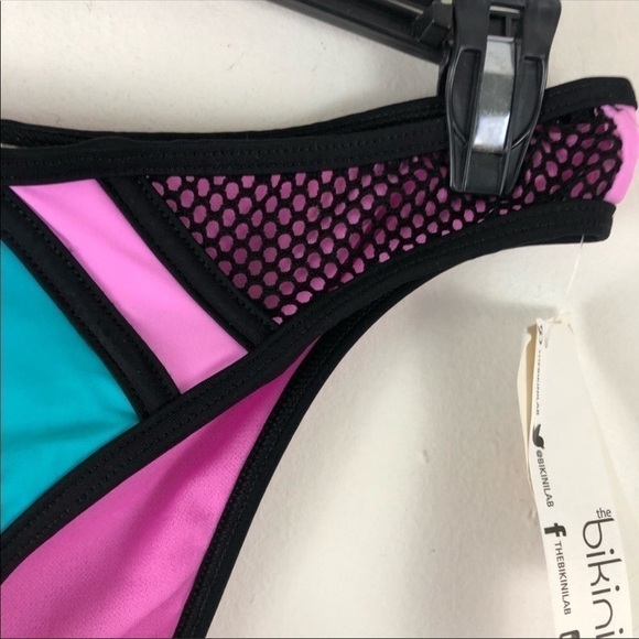 Bikini Lab Pink Geometric Hipster Bikini Bottom S - Picture 6 of 8